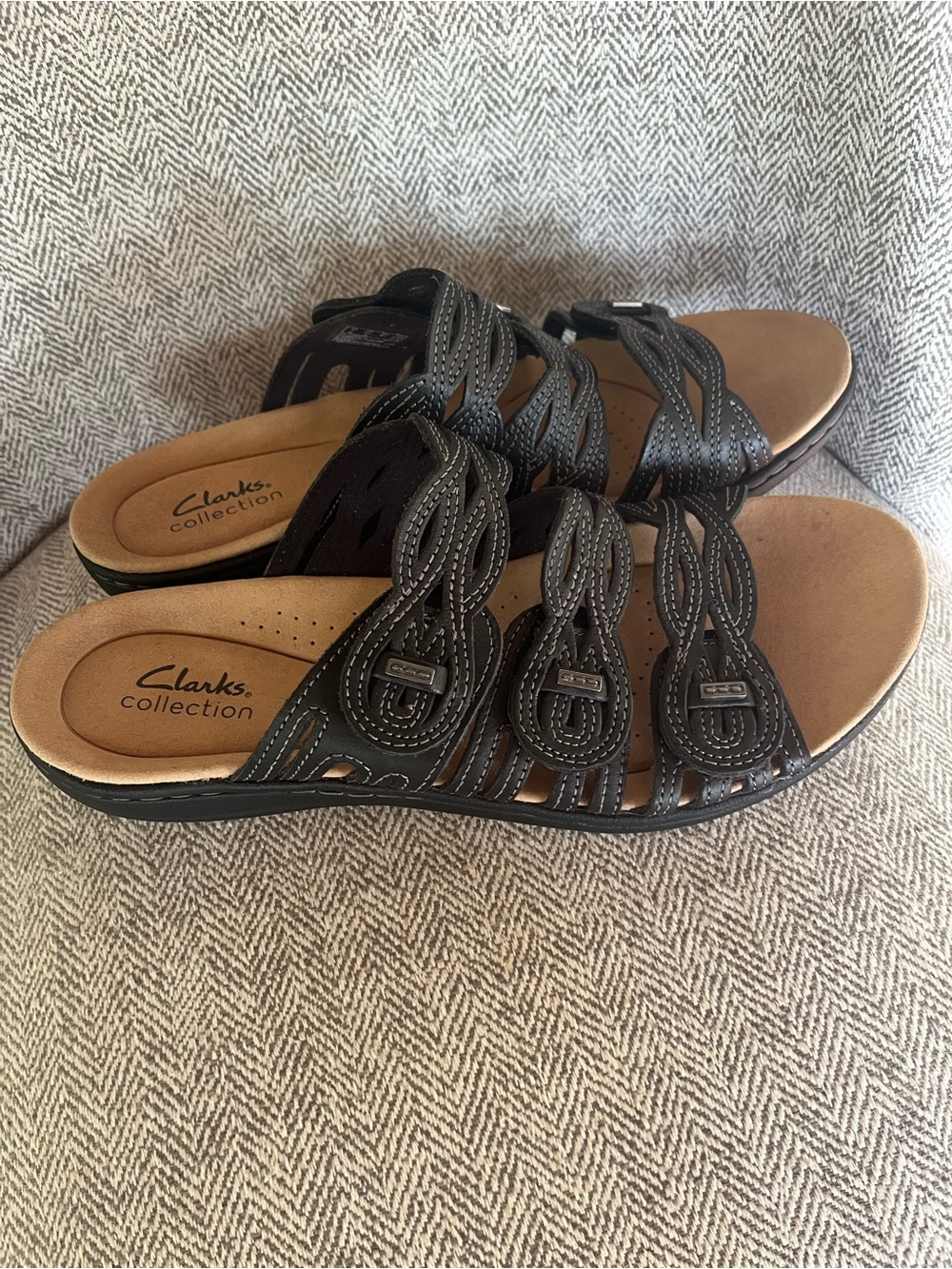 Clarks Collection Women’s Black Comfort Slide Sandals Size 9.5 M - Picture 2 of 4